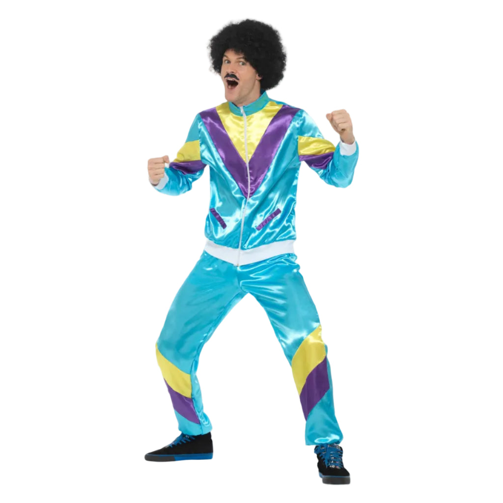 80s Height of Fashion Shell Suit Costume, Blue