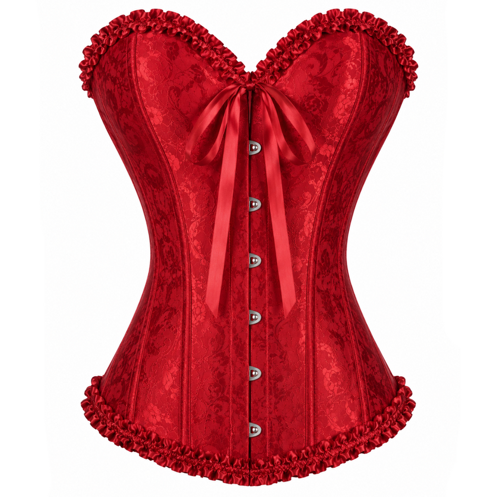 Red Satin Lace Corset Top
