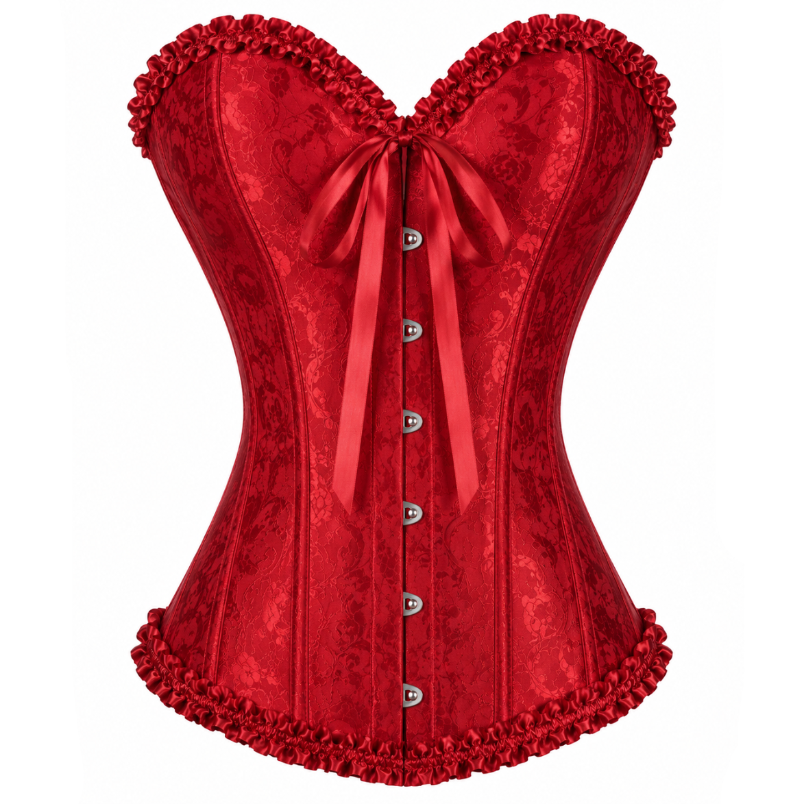 Red Satin Lace Corset Top