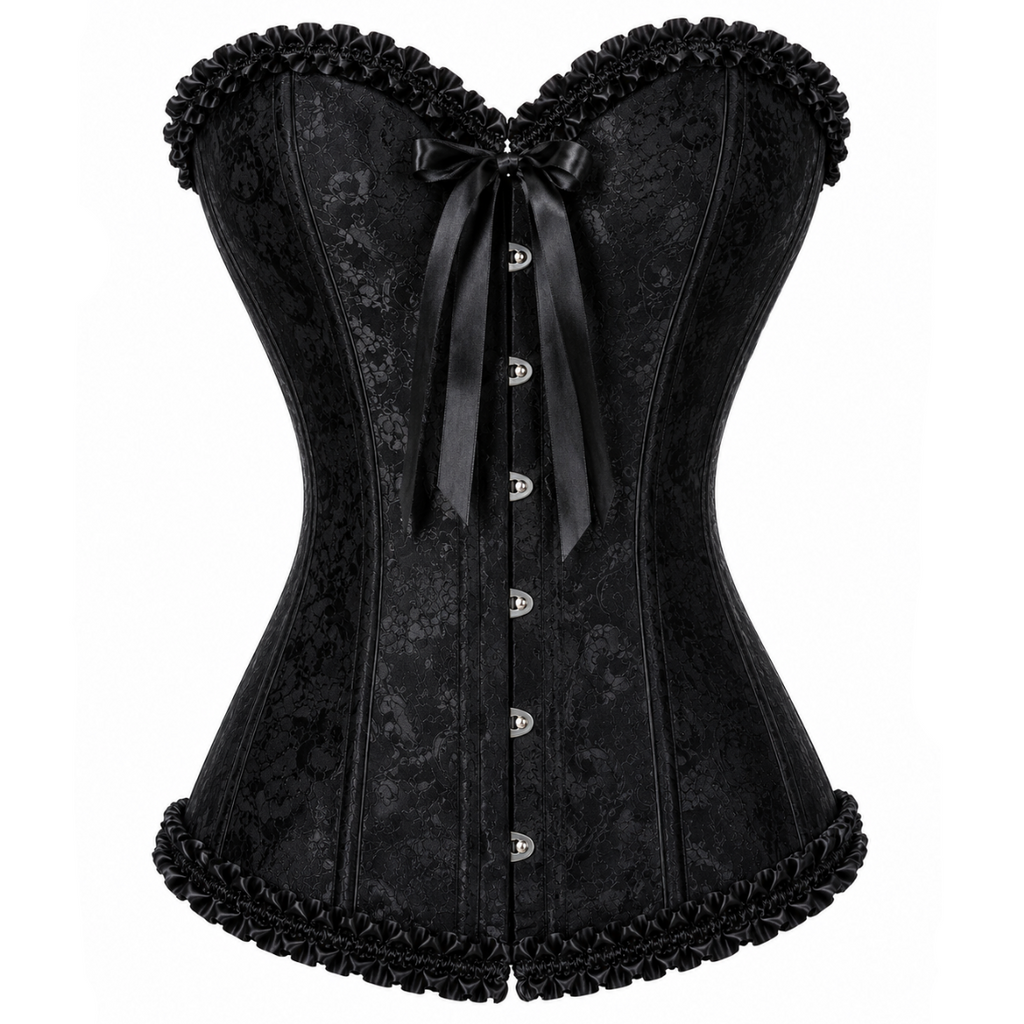 Black Satin Lace Corset Top