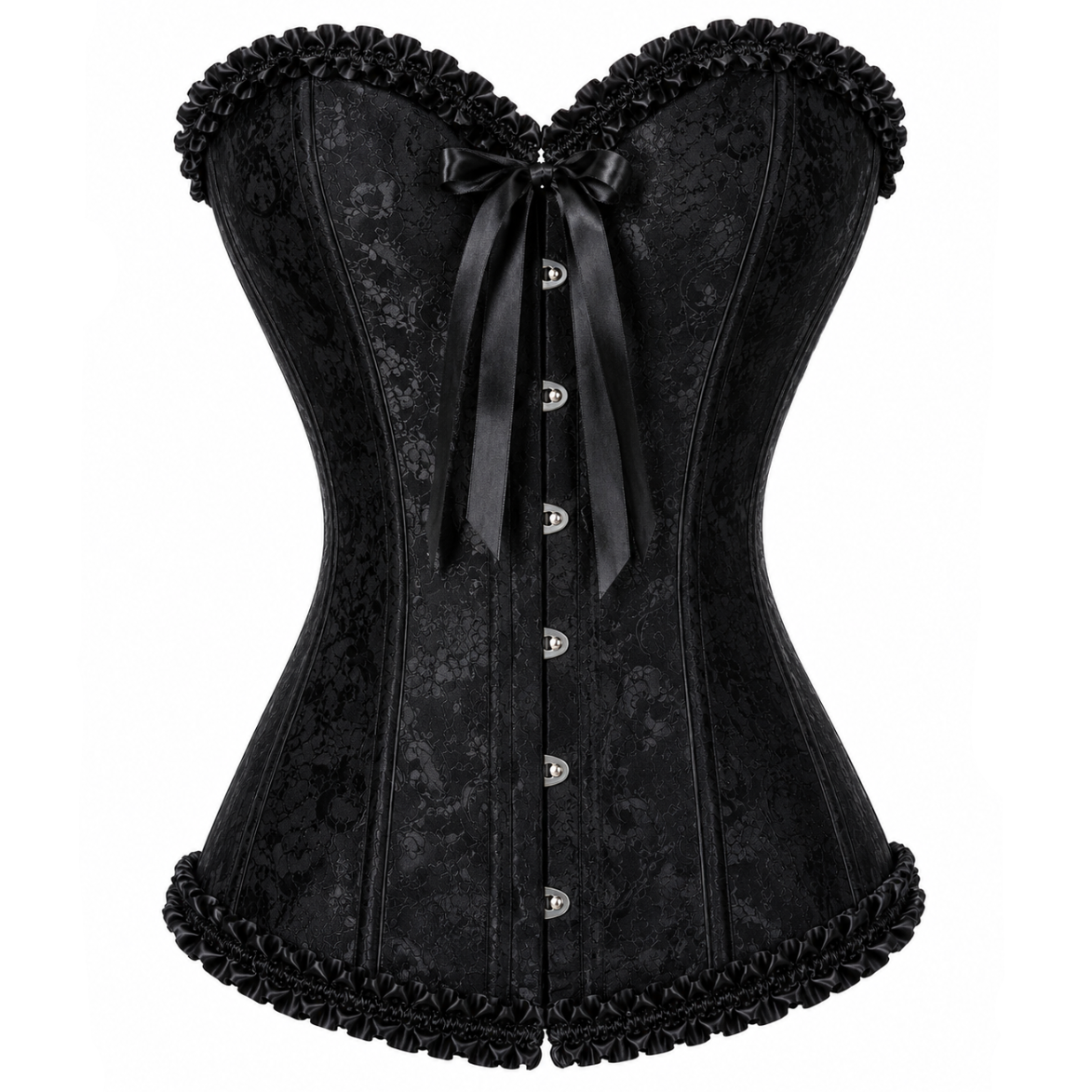 Black Satin Lace Corset Top