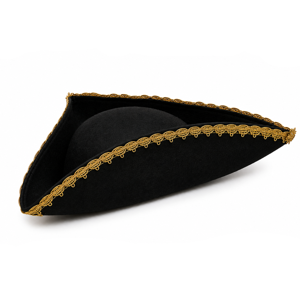 Black & Gold Pirate Tricorn Hat