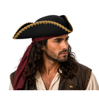Black & Gold Pirate Tricorn Hat