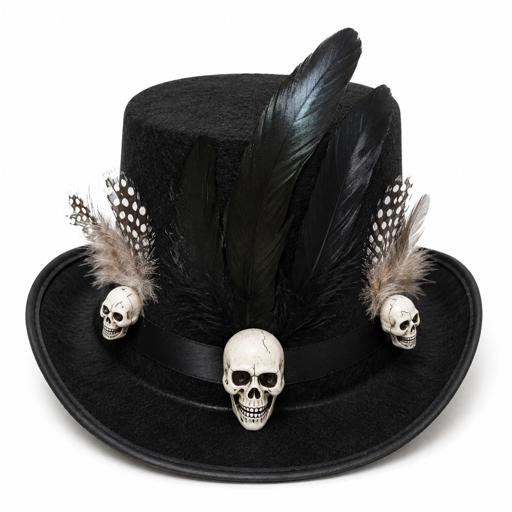 Black Voodoo Skull Top Hat