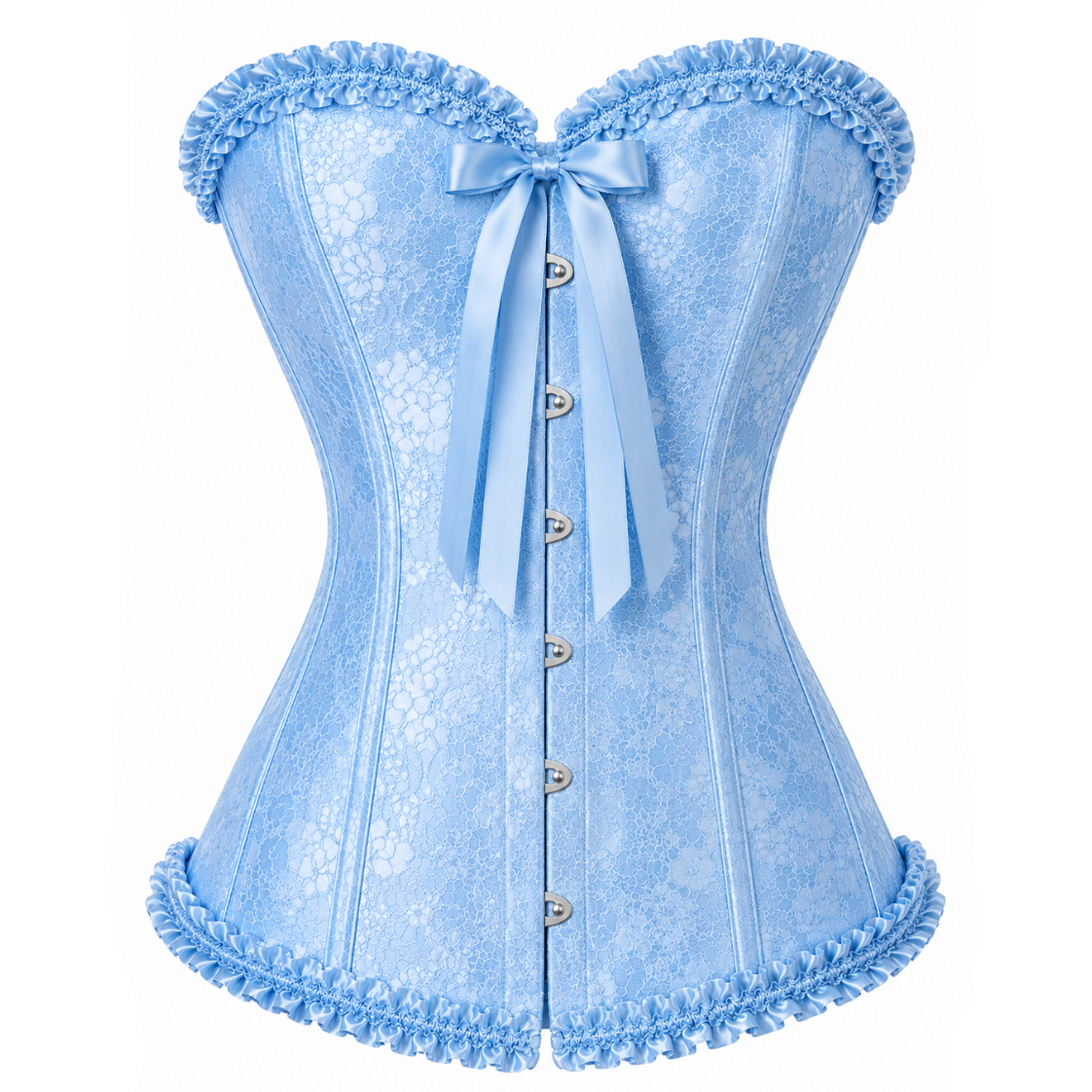 Baby Blue Satin Lace Corset Top