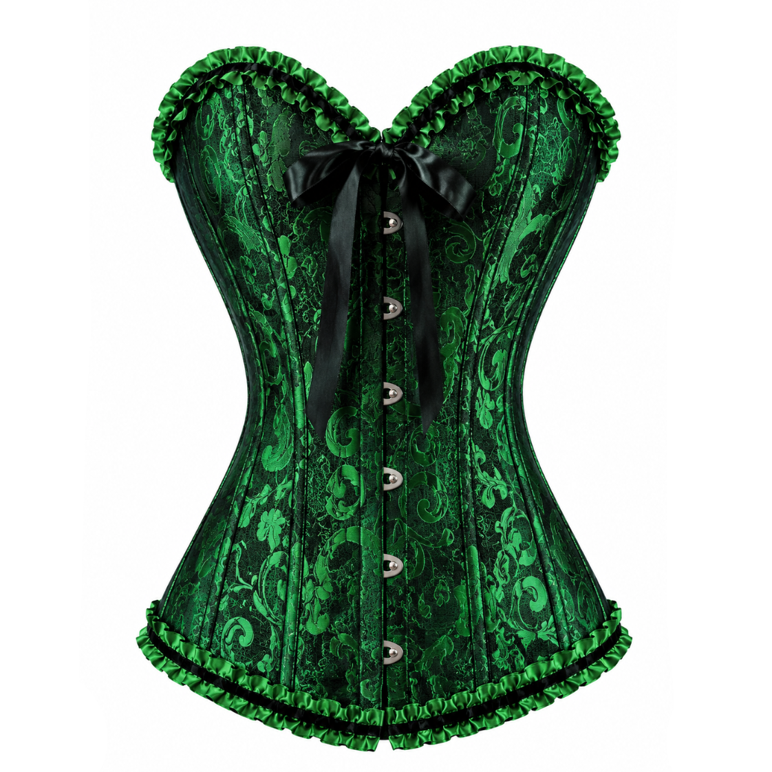 Emerald Green Satin Lace Corset Top