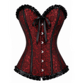 Red & Black Satin Lace Corset Top