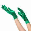 Green Short Satin Gloves