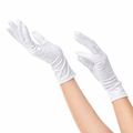 White Short Satin Gloves
