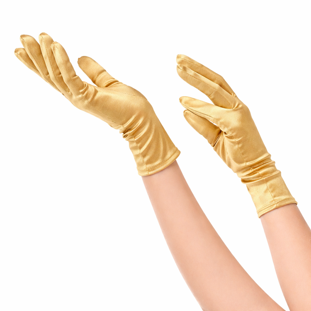 Gold Short Satin Gloves