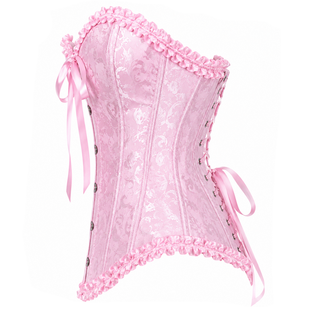 Baby Pink Satin Lace Corset Top