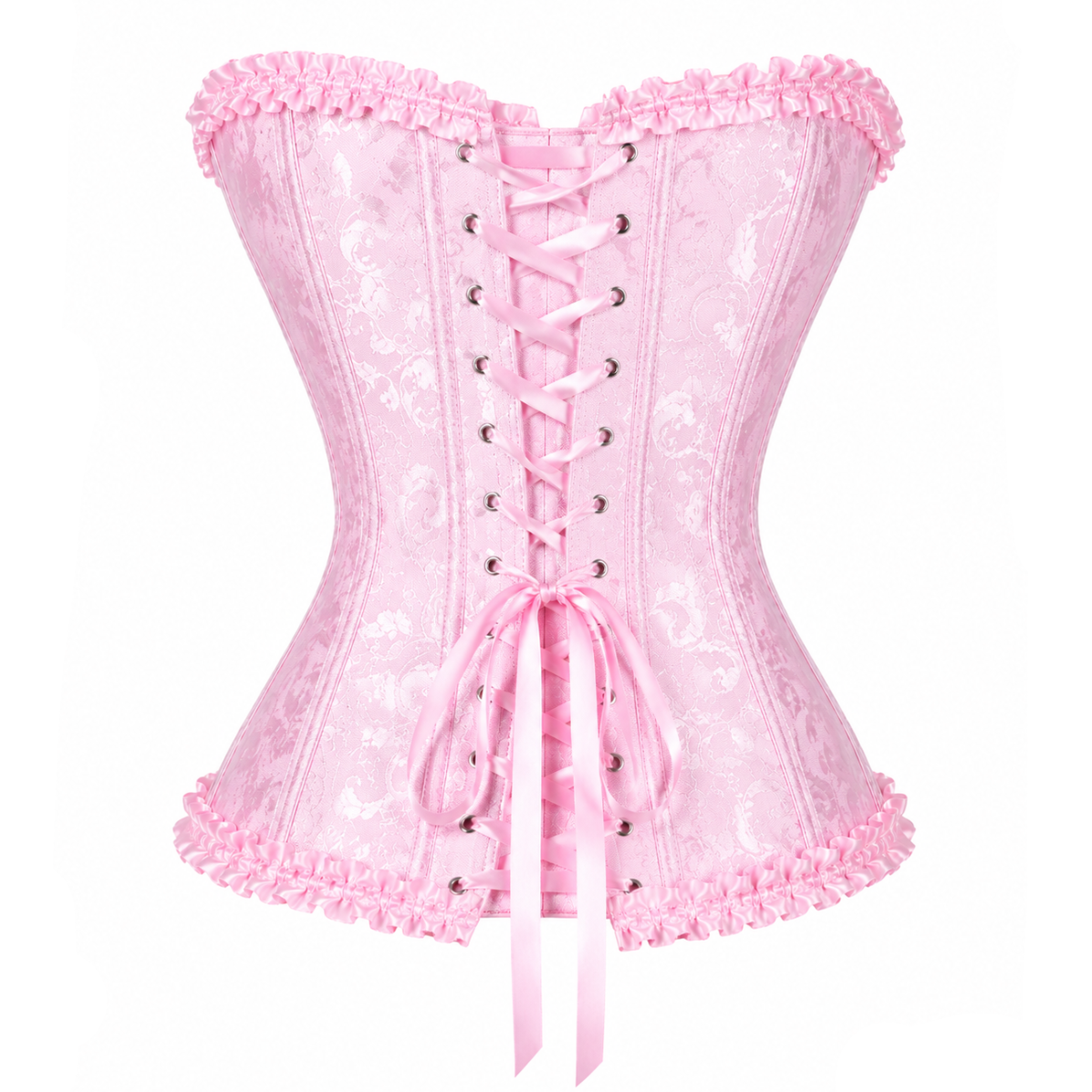 Baby Pink Satin Lace Corset Top