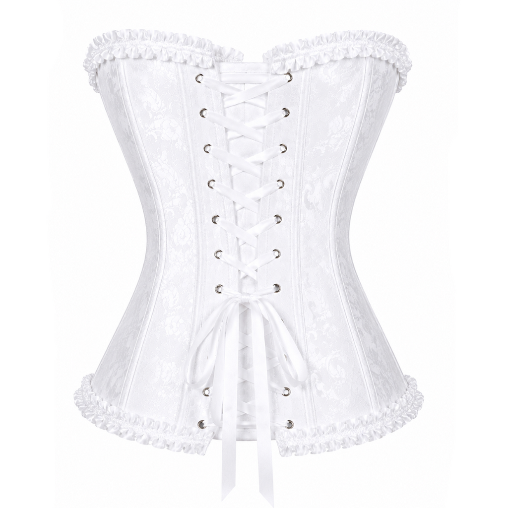 White Satin Lace Corset Top