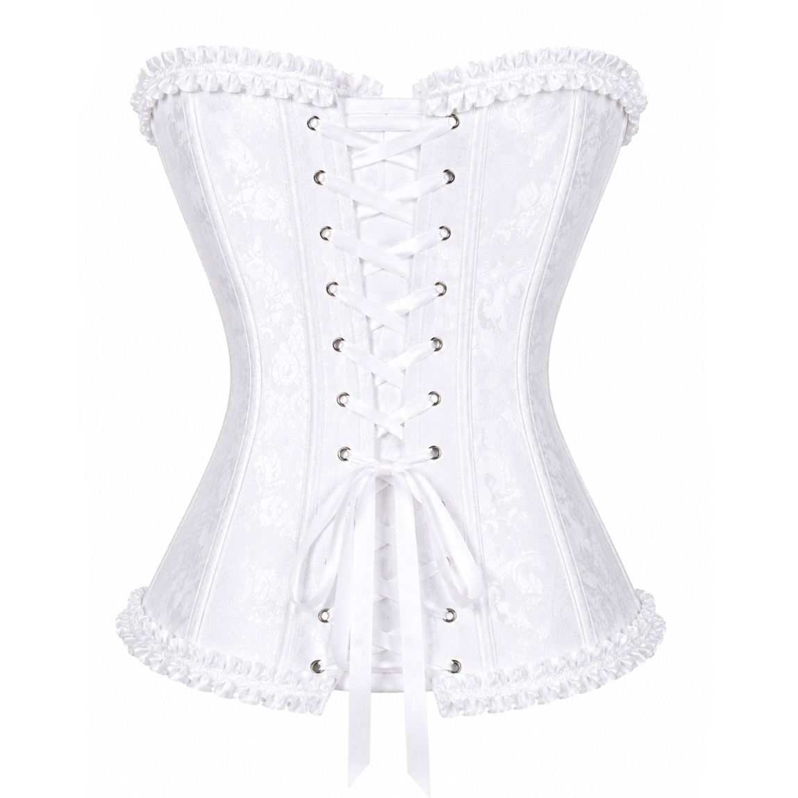 White Satin Lace Corset Top