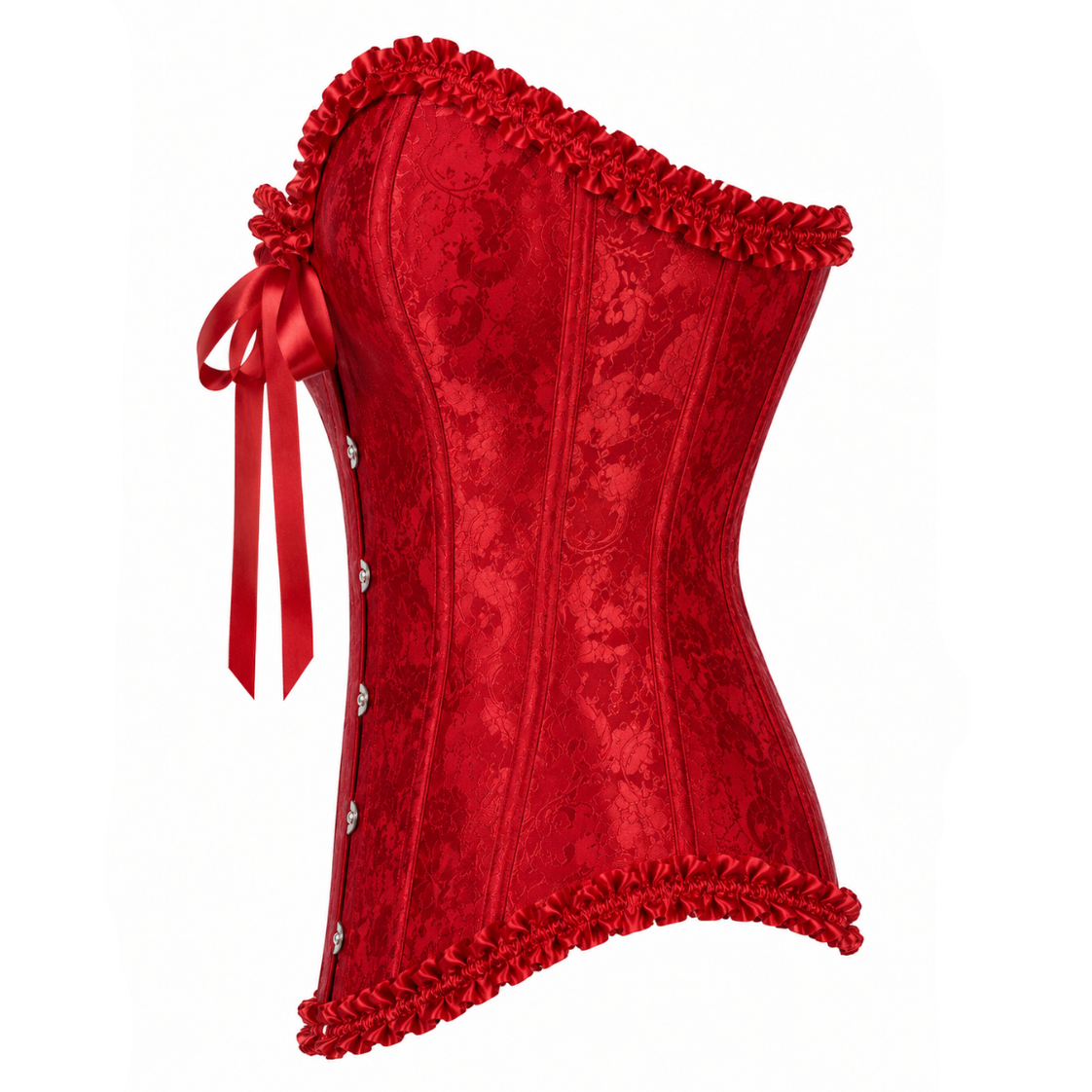 Red Satin Lace Corset Top
