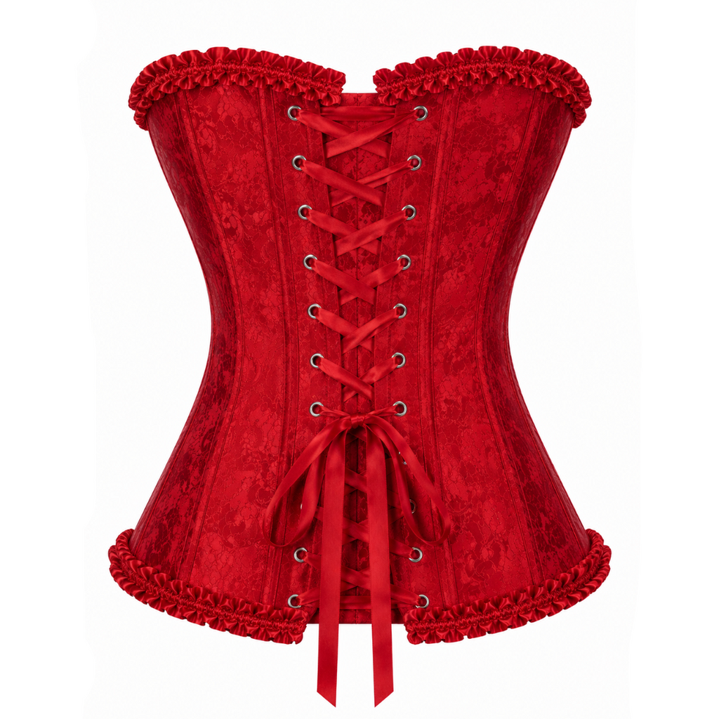 Red Satin Lace Corset Top