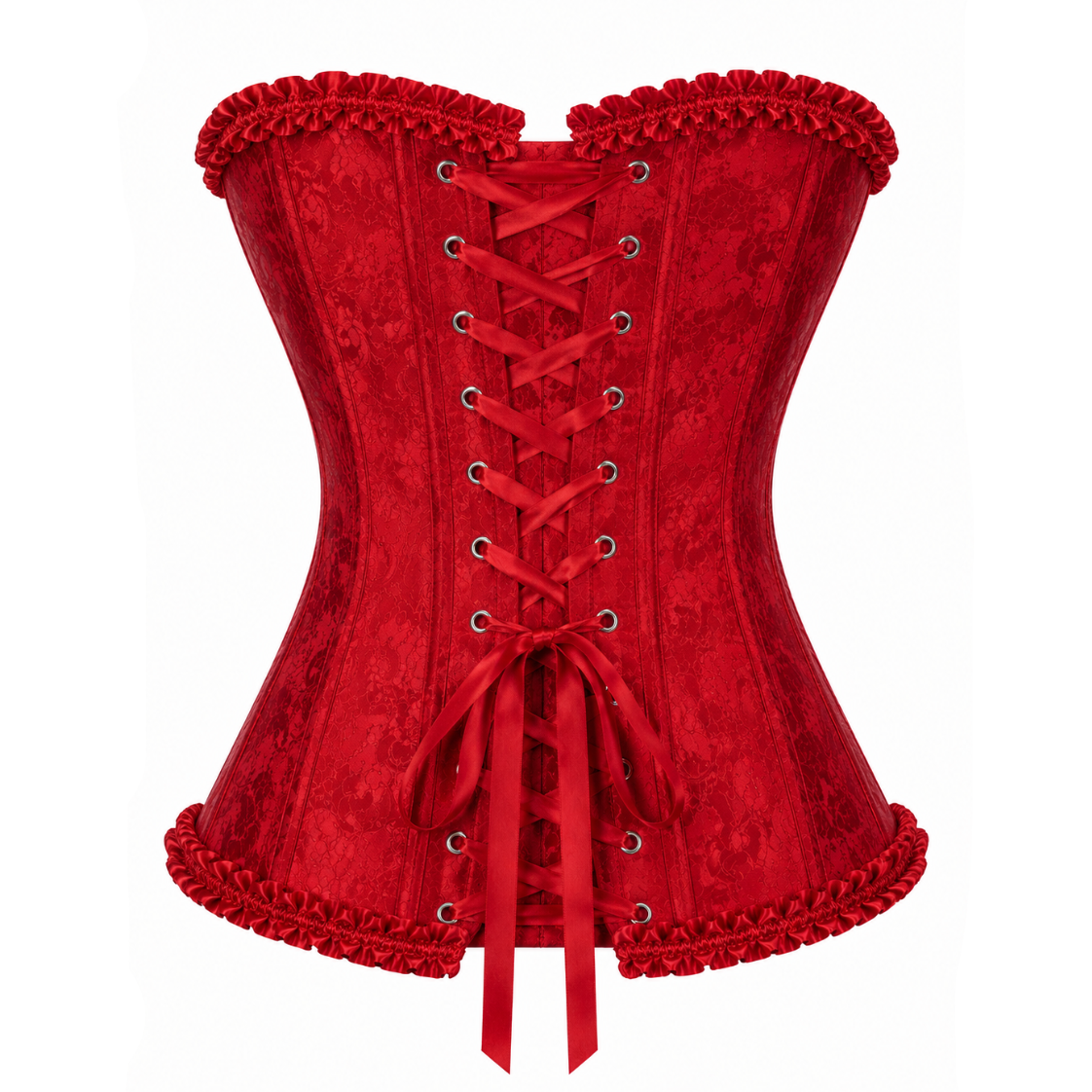 Red Satin Lace Corset Top