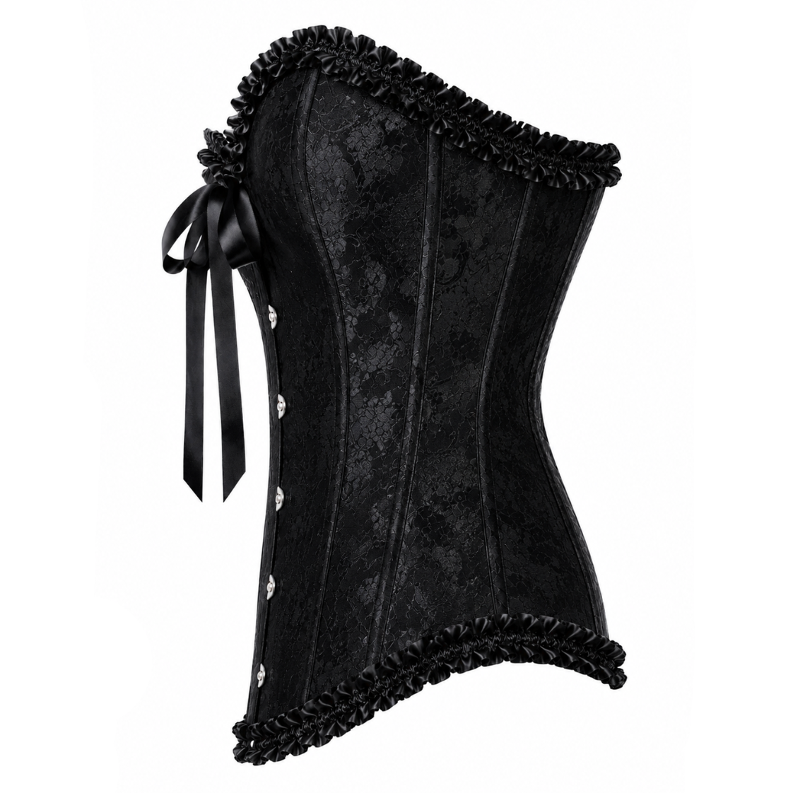 Black Satin Lace Corset Top