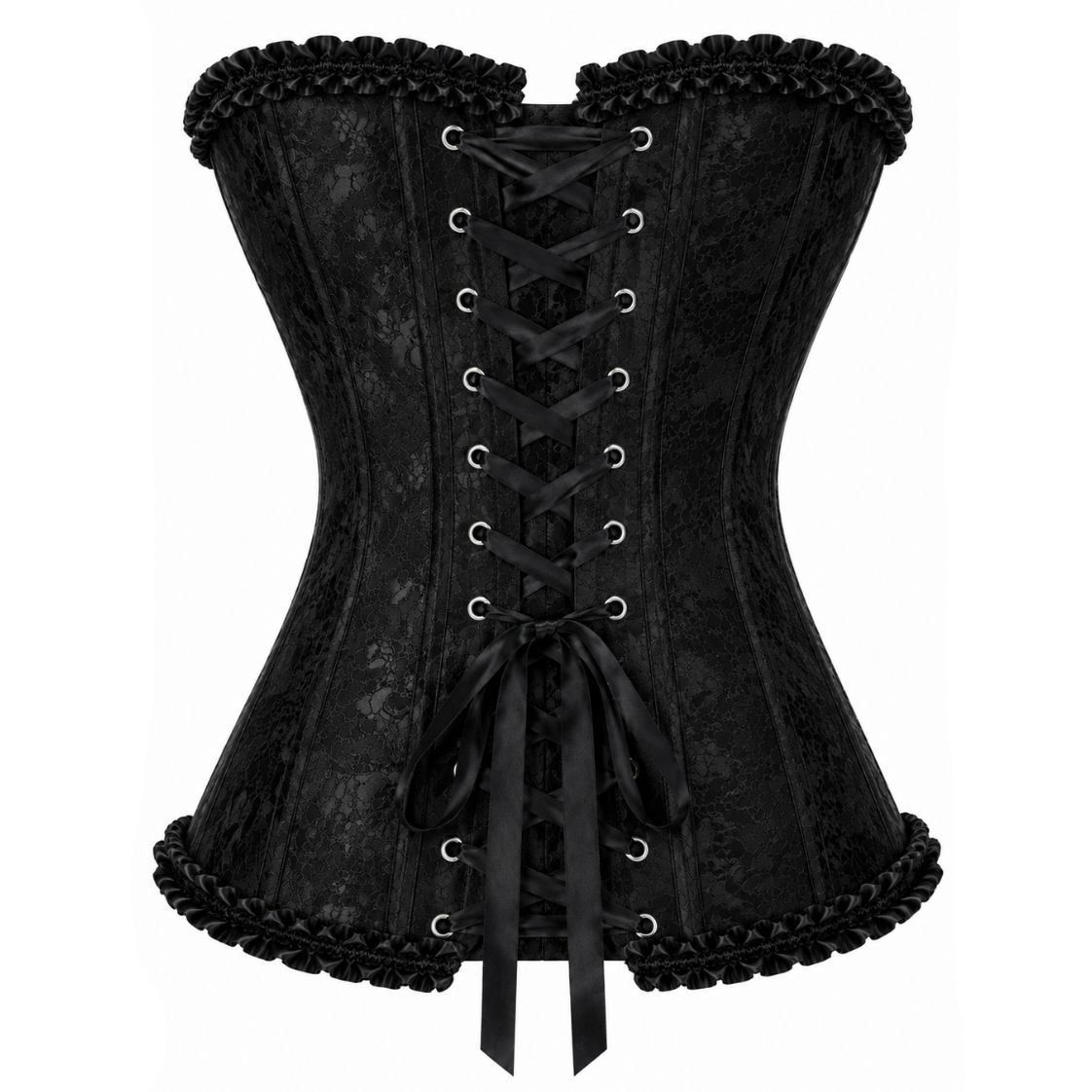 Black Satin Lace Corset Top