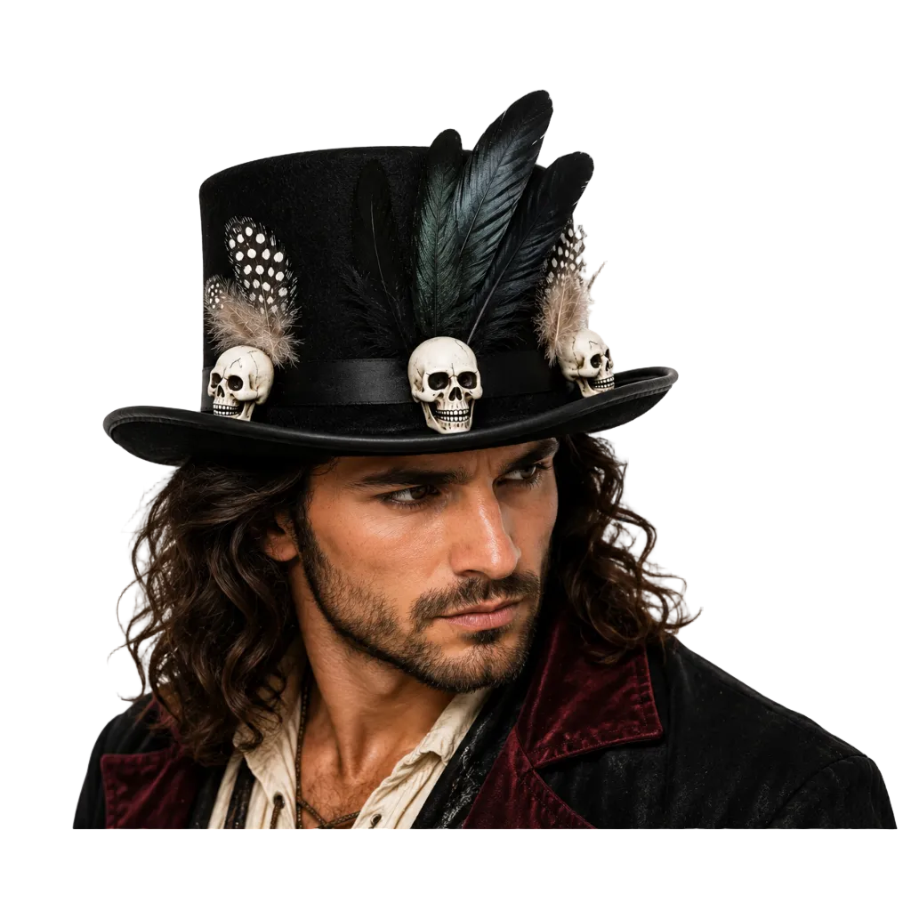 Black Voodoo Skull Top Hat