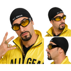 Black & Yellow Wraparound Glasses