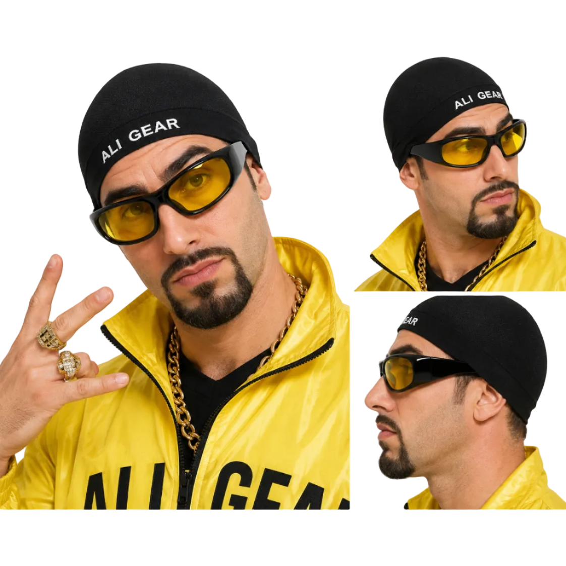 Black & Yellow Wraparound Glasses