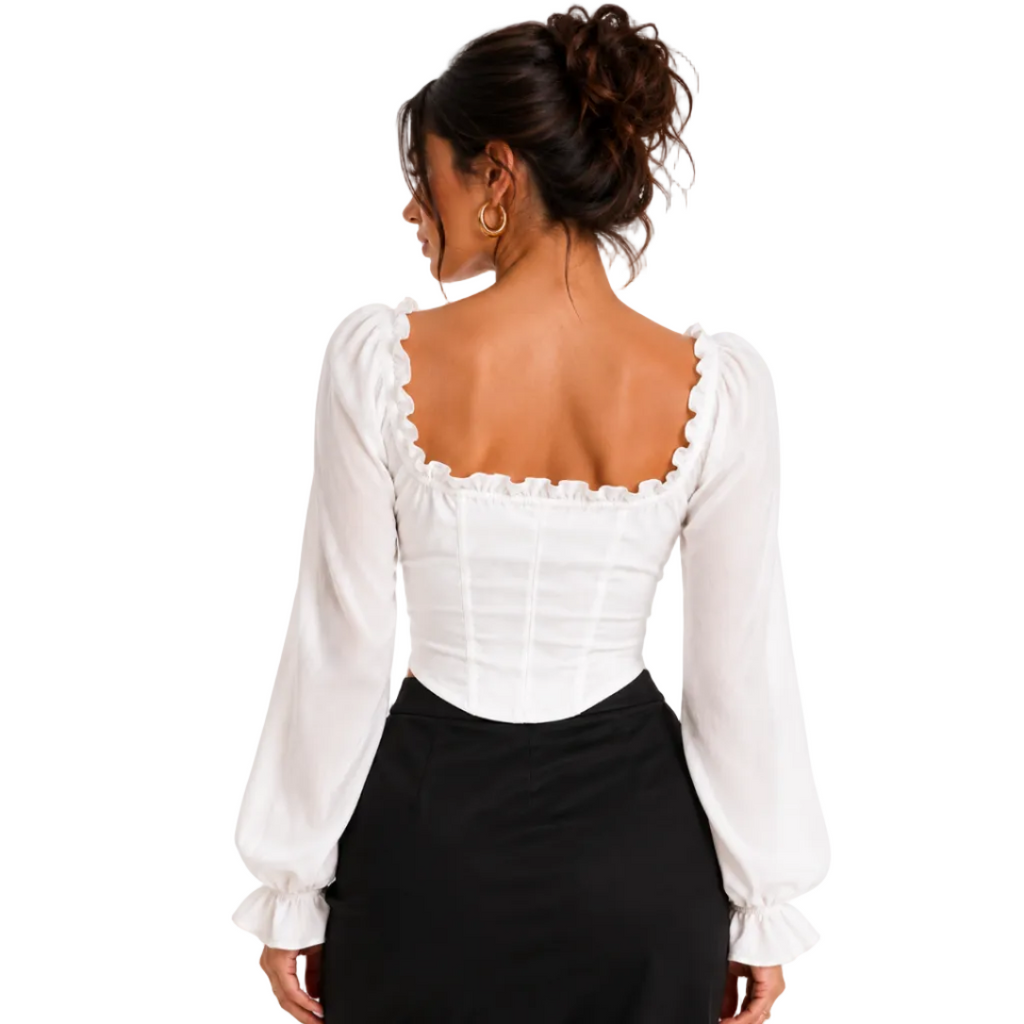 Women’s White Pirate Blouse Long Sleeve Top
