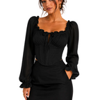 Women’s Black Pirate Blouse Long Sleeve Top