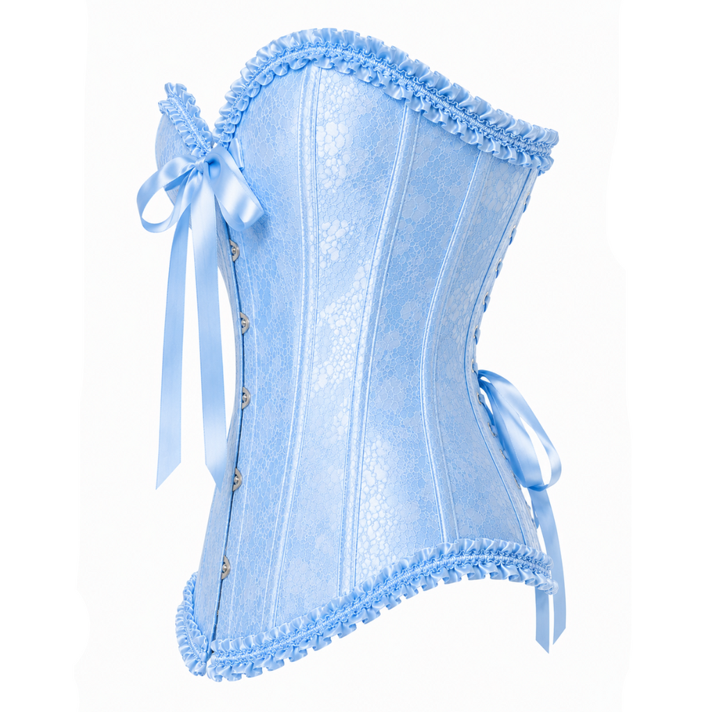 Baby Blue Satin Lace Corset Top
