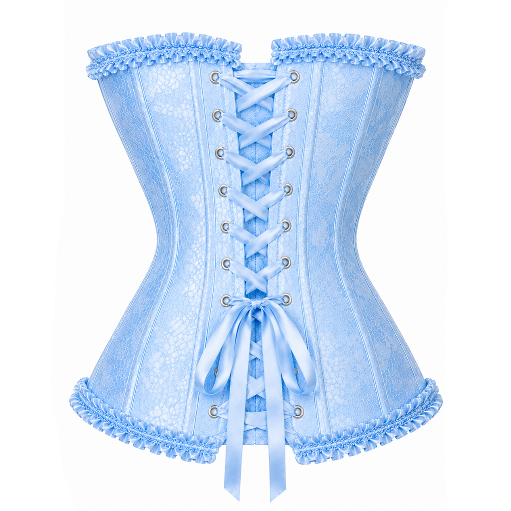 Baby Blue Satin Lace Corset Top
