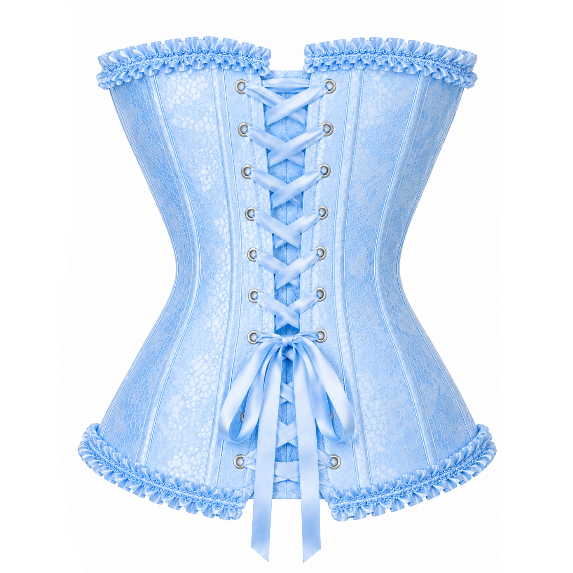 Baby Blue Satin Lace Corset Top