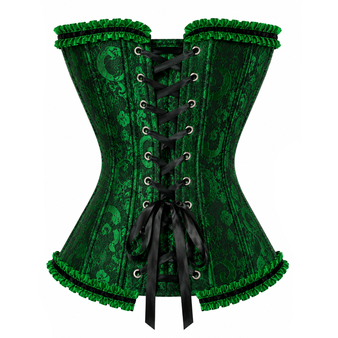 Emerald Green Satin Lace Corset Top