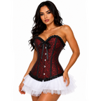 Red & Black Satin Lace Corset Top