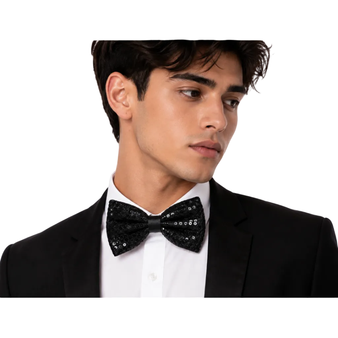 Black Sequin Bow Tie