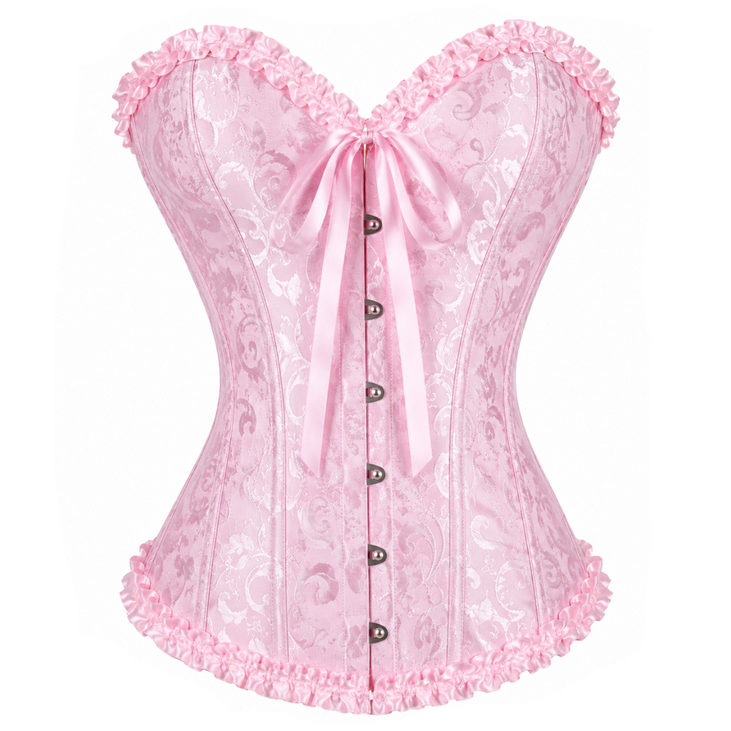 Baby Pink Satin Lace Corset Top