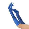 Dark Blue Long Satin Gloves