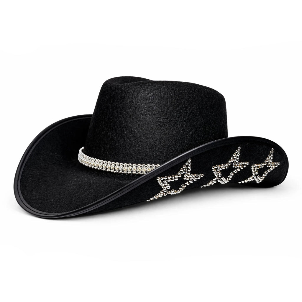Black Rhinestone Cowgirl Hat