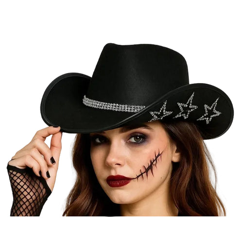 Black Rhinestone Cowgirl Hat