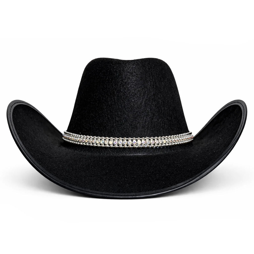 Black Rhinestone Cowgirl Hat