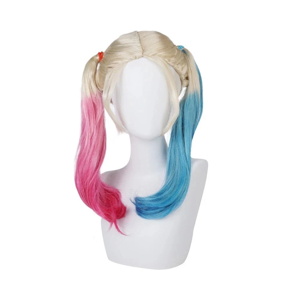 Harlequin Pink Blue Pigtail Wig