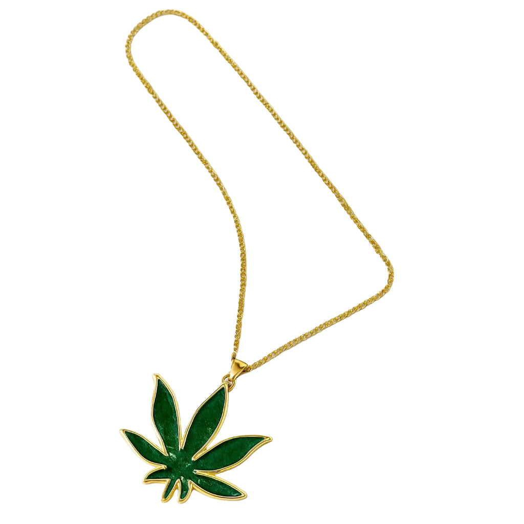 Gold Green Leaf Pendant