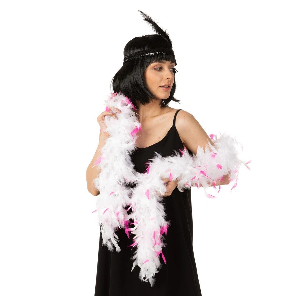 White & Baby Pink Feather Boa