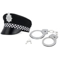 Police Hat & Metal Handcuffs Set